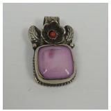 Tibetan Silver Pink Stone and Coral Pendant