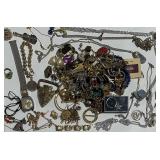 Costume Jewelry Assortment with Necklaces, Bracelets, Rings and Brooches