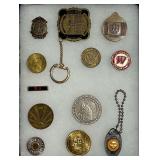 Vintage Tokens and Keychains with Enamel and Metal Finishes