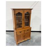 Wooden China Cabinet with Glass Doors and Lower Storage