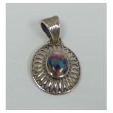 925 Sterling Silver Tri-Color Stone Pendant
