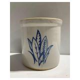 Western Stoneware Crock with Blue Leaf Motif