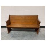 Wooden Church Pew Bench with Book Rack
