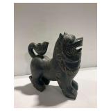 Hand Carved Wooden Foo Dog Statue