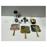 Desk Lamp, Vintage Graphic 'Vote Republican' Hand Fans, and Bells