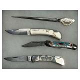 (3) Pocket Knives and Letter Opener