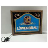 Lowenbrau Lighted Advertising Sign with Wooden Frame...works