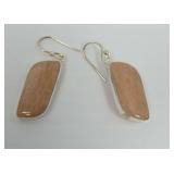 Sterling Silver Peach Moonstone Dangle Earrings