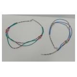 (2) Beaded Necklaces with Metal Accents