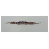 Tibetan Silver Bracelet with Blue and Orange Stones