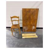 Wooden Table and Wooden Rush Seat Chair