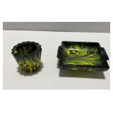 MCM Murano Style Italian Art Glass Ashtray and Votive
