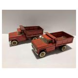 (2) Pressed Steel Structo Hydraulic Dumper Toy Dump Trucks