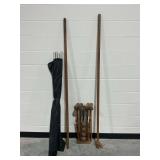 Vintage Wooden Croquet Set with Frabill Ice Shuttle Shelter
