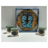 New Lazart Flip Flop Wall Clock and Thirstystone Sandstone Coasters