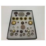 Vintage Decorative Buttons in Display Tray