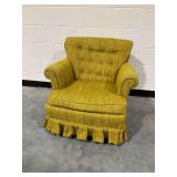 Yellow Tufted Armchair with Skirt