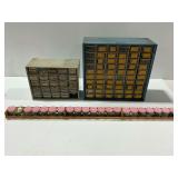(2) Organizers with Hardware and Wooden Holder with Jars of Hardware