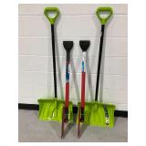 (2) Suncast Snow Shovels and (2) Telescoping Snow Sweepers... all new