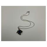 Sterling Silver Multi-Stone Inlaid Pendant Necklace