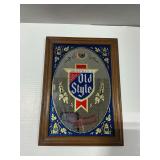 Heileman's Old Style Beer Bar Mirror Sign with Wooden Frame