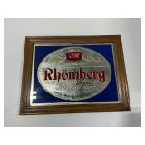 1985 Rhomberg All Malt Beer Mirror Sign with Wooden Frame