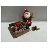 Santa Claus Ceramic Cookie Jar and Holiday Ornament Set