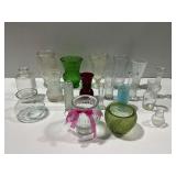 Assortment of Clear and Colored Glass Vases