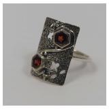 Sterling Silver Ring with Garnet Gemstones ...Size 9
