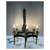 Chandelier with Black and Gold Finish... works