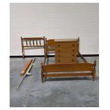 4-Drawer Maple Chest and Full Size Bed Frame, Includes Twin Size Headboard, etc