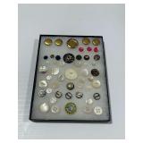 Vintage Sewing Buttons in Display Case
