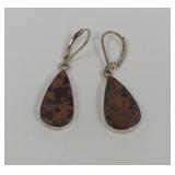 Drop Earrings with Mahogany Obsidian and Sterling Silver Settings