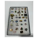 Enamel Lapel Pins in Display Case