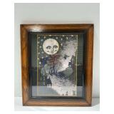 Framed Halloween Print with Moon and Witch