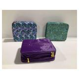 (3) Jewelry Storage Cases with Adjustable Dividers and Zippers