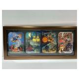 (4) Halloween Postcard Prints Framed as a Group