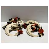 (24) Wooden Moon Wreaths with Fall Floral Accents