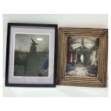 (2) Framed Prints with Ghost and Witch Themes