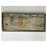3D Relief Street Scene Wall Art with Wooden Frame