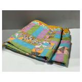 Twin Size Patchwork Quilt with Multi-Color Pattern and Geometric Blocks