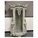 Ornately Carved Wooden Display Cabinet with Glass Panels...damage