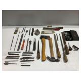 Assortment of Hand Tools with Lufkin Rule and Socket Set