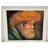 William Verdult Signed Limited Edition Print Portrait of Bearded Man with Fur Hat