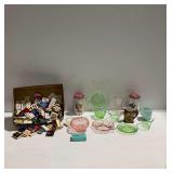 Matchbooks and Glassware with Uranium Glass, Fire King Mug, and More
