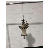 Hanging Light Fixture with Mottled Glass Shade