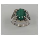 Sterling Silver Malachite Claw Ring Size 14