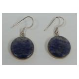 Sodalite Earrings with Fishhook Closures In Sterling Silver