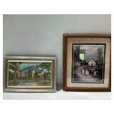 Creepy-Cute Print of Small White Sheet Ghosts Near Rustic Cottage and Print of Historic Building at Lake Forest College