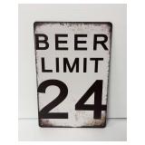 Beer Limit 24 Funny Metal Sign … 8 x 12